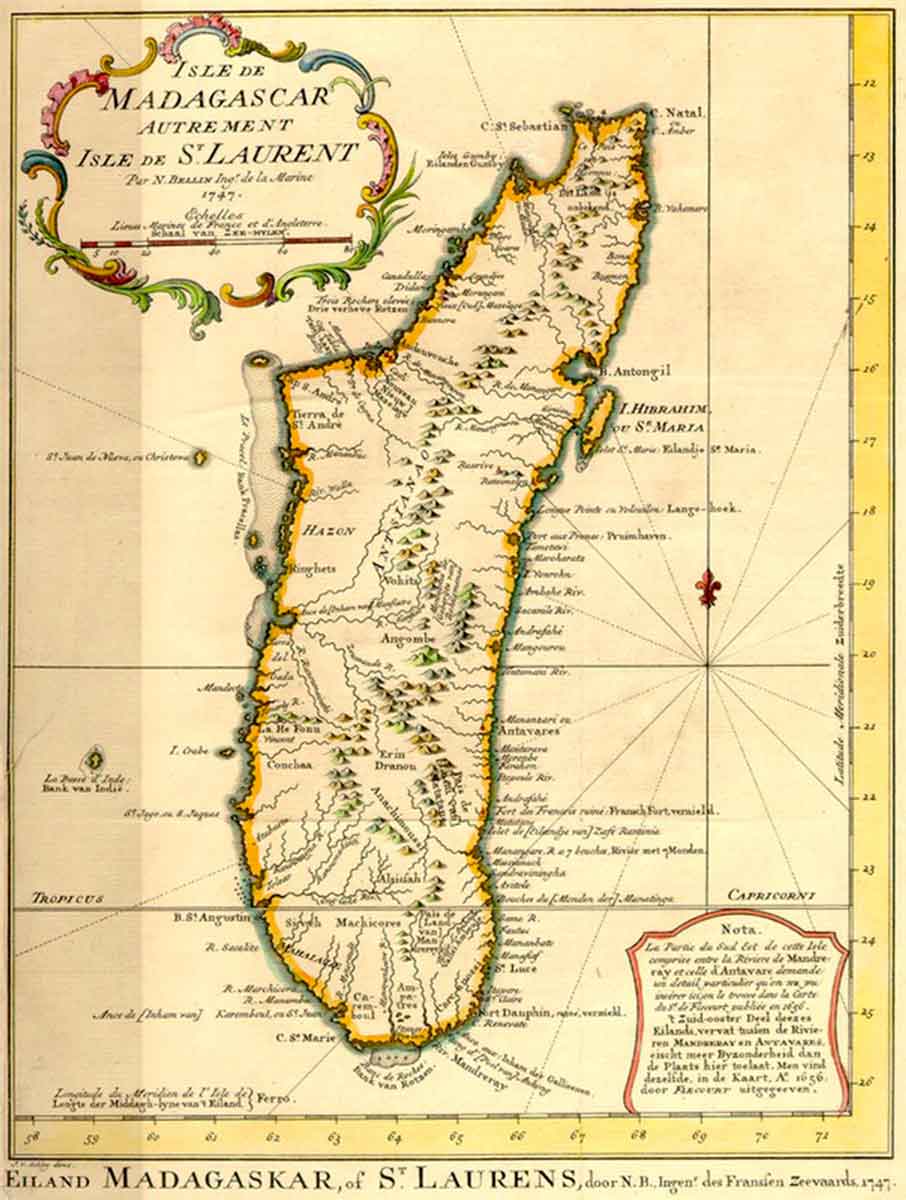 Une carte de 1797 présente Vohemar comme un des seuls ports de la cote nord-est de Madagascar
